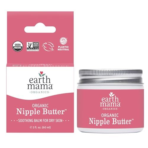 Earth Mama Organic Nipple Butter? | Nipple Cream Safe for Breastfeeding | Postpartum Essentials for Nursing | Non Lanolin Nipple Cream, 2-Fluid Ounce